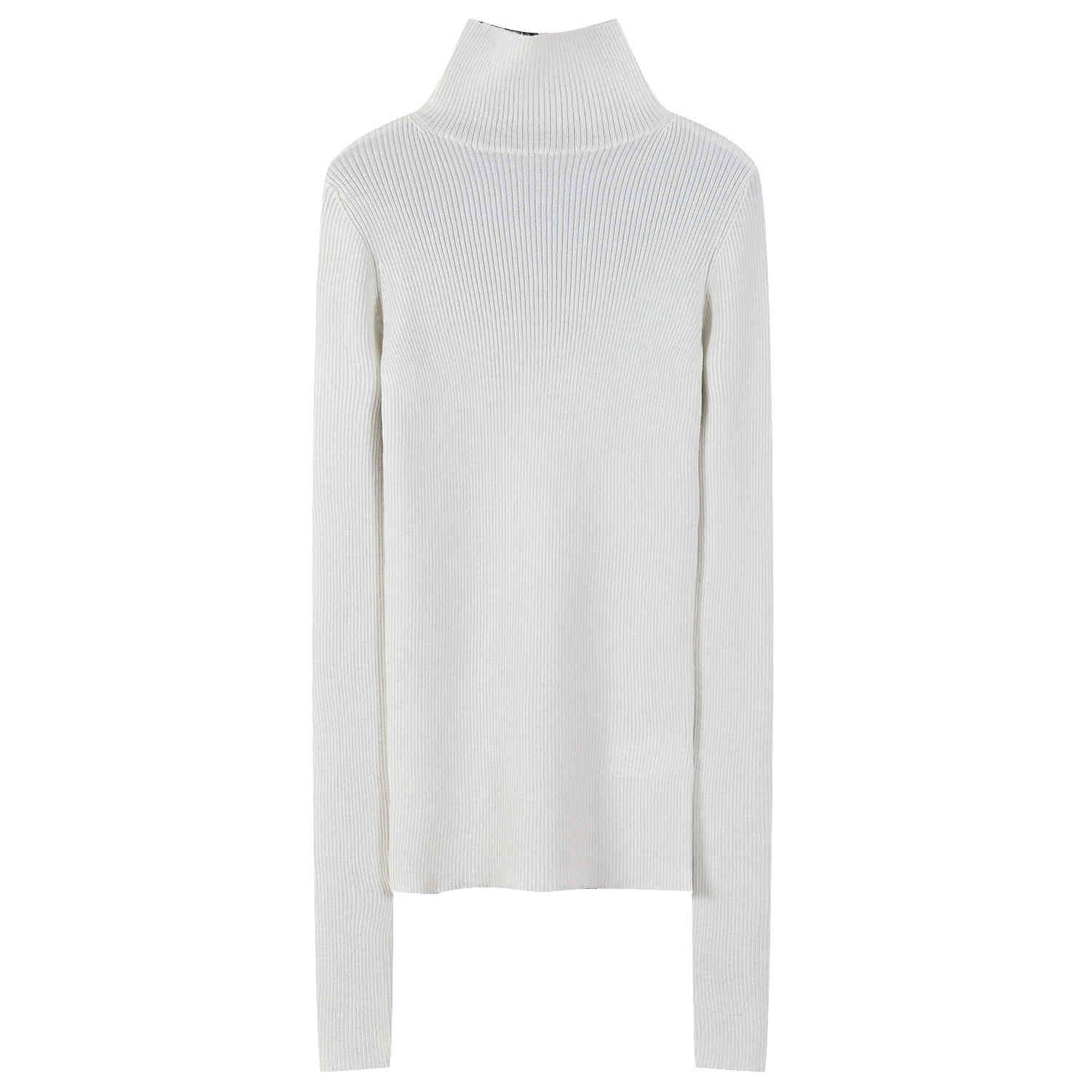 [DEAT] Black And White Patchwork Long Sleeve High Collar Color Contrast Two Sides Wear Y2k Clothes Mall Goth Spring GX380 210428