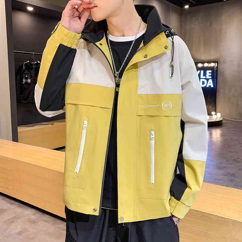 Coat men's spring and autumn Korean version fashion handsome color blocking ins tide brand casual loose jacket hooded Baseball Jacket, 9903 black
Coat men's spring and autumn Korean version fashion handsome color blocking ins tide brand casual loose jacket hooded Baseball Jacket, 9903 black