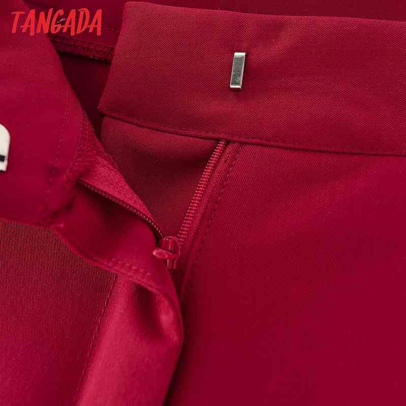 Tracksuit Sets Office Lady Work Women's Red Blazer Suit 2 Piece Set Coat and Pants DA92 210416