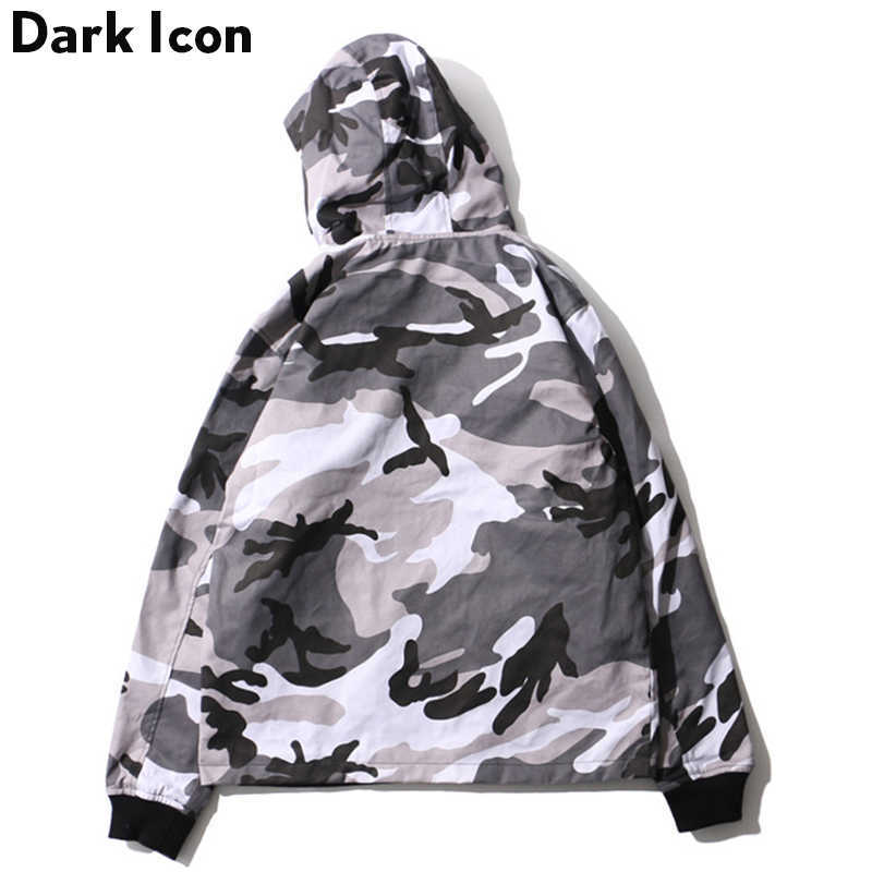Twill Material Camouflage Jacket with Hoodie Autumn Think Style Camo Men's Jackets 210603