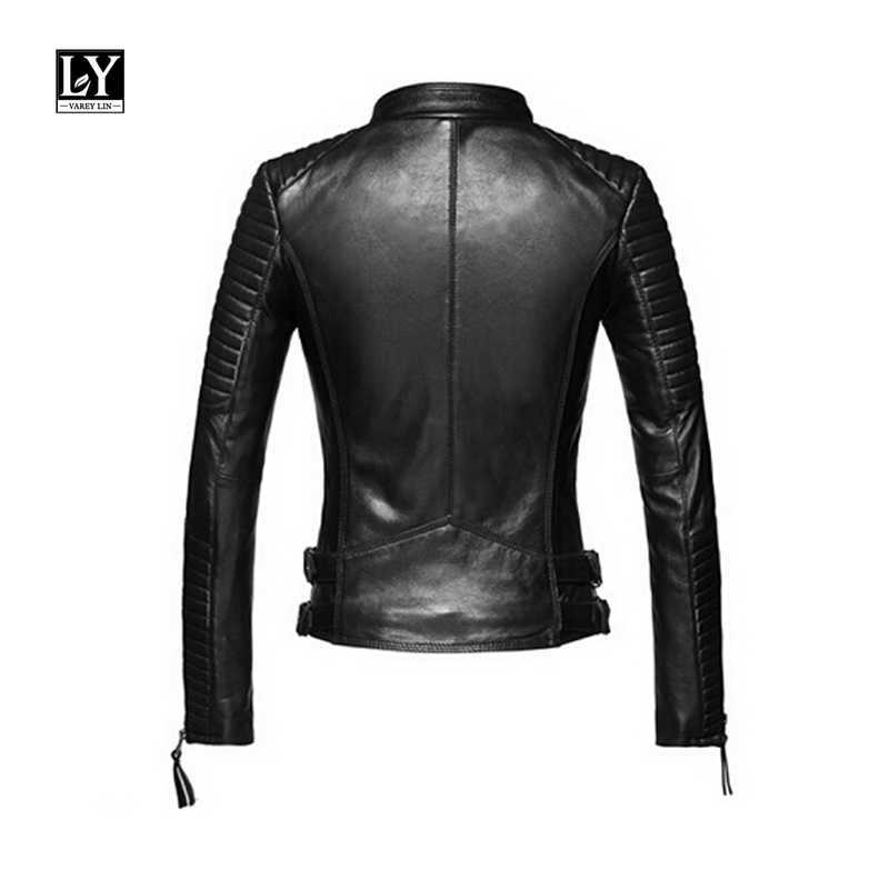 LY VAREY LIN Spring Leather Jacket Women Slim Pu Motorcycle Faux Soft Zipper Lady Short Balck Punk Outwear 210526