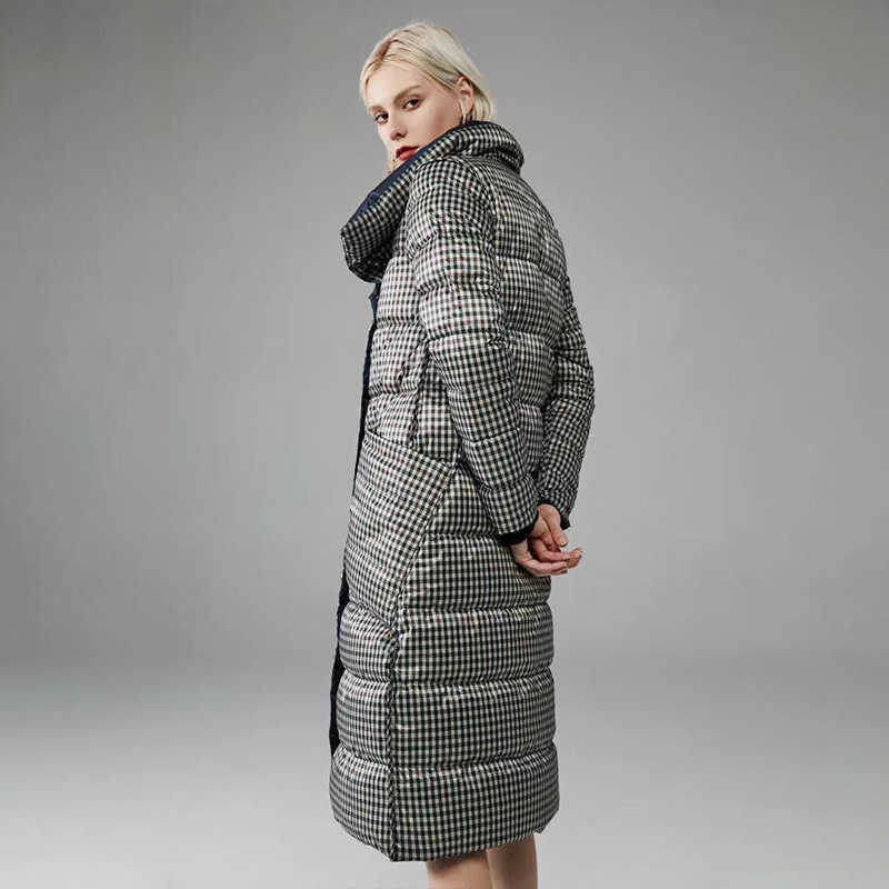 LUZUZI double side Women's winter down jacket fashion long double-breasted down coat female Warm white duck down parka 210819
