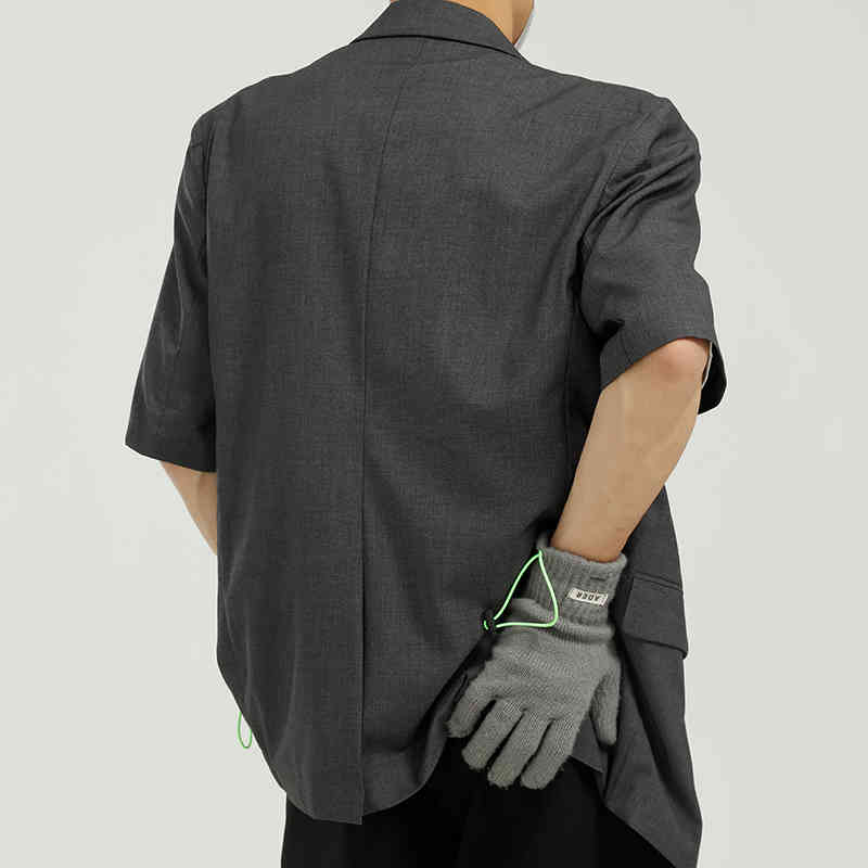 IEFB Men's Clothing Summer Blazer Korean Short Sleeve Handsome Loose Casual Suit Coat Single Breasted Notched Top Y7130 210524