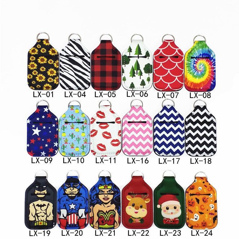 DHL Neoprene Hand Sanitizer Bottle Holder Chapstick Holder Keychains Lipstick Holder Keychain Party Favor 24 Styles