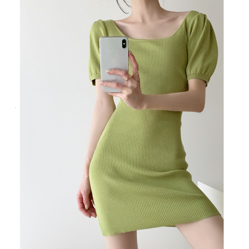 Women' Knits & Tees Square Collar Puff Sleeve Knit Dress Short Solid Color Slim Women Spring Summer Elegant Female AK6D, Pink
Women' Knits & Tees Square Collar Puff Sleeve Knit Dress Short Solid Color Slim Women Spring Summer Elegant Female AK6D, Pink