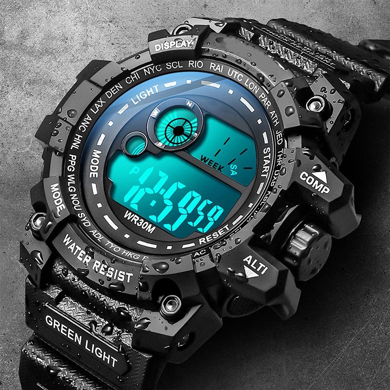 Cool Luminous Men Sports Watch High-end Silicone Strap Tactical Wristwatch LED Calendar Waterproof Digital Watches от DHgate WW