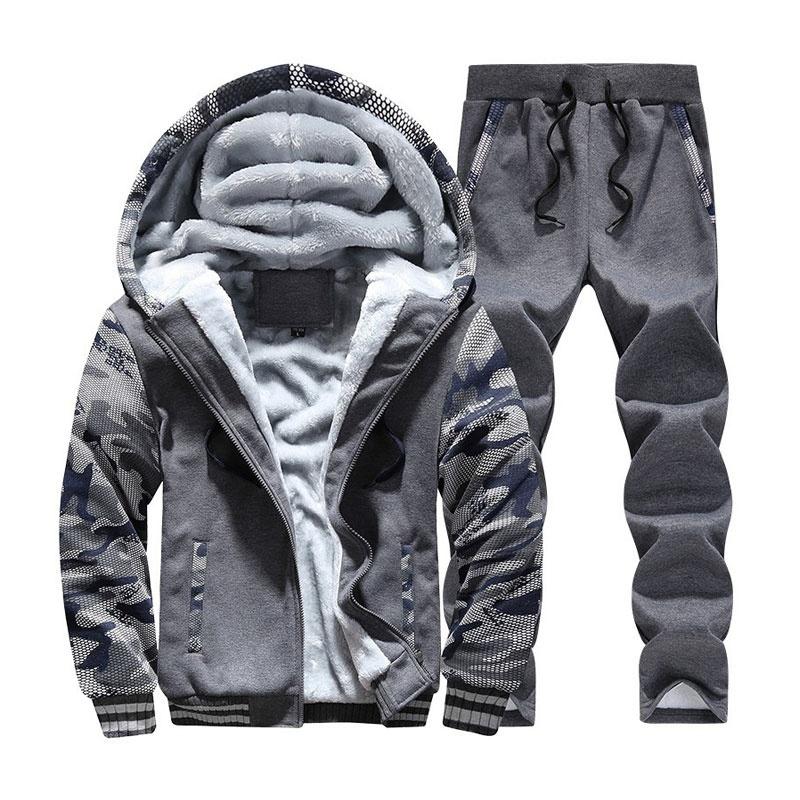 Autumn Winter Warm Tracksuit Men 2 Piece Thick Sweatshirt Jackets Sweatpant 2021 Brand Mens Suit Casual Sportswear Male Outwear Men's Tracks