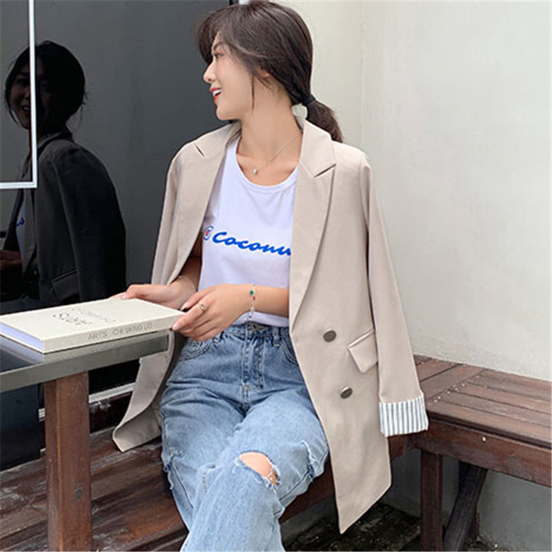 Ventilation Single Breasted Office Ladies Feminine All Match Slender Women Elegant High Street Loose Suit Plus Blazers 210421