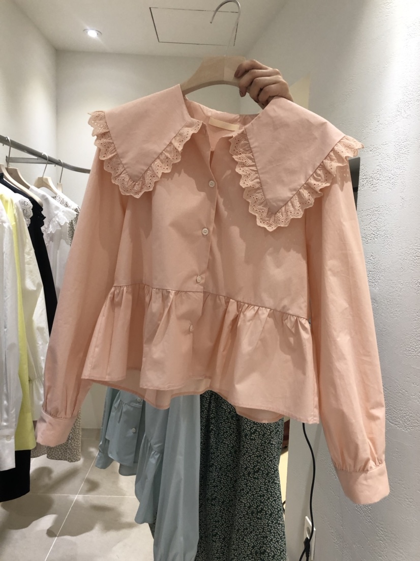 Nomikuma Women Blouse Lace Patchwork Peter Pan Collar Long Sleeve Shirt Spring New Causal Sweet Short Blusas Mujer 6E936 210427