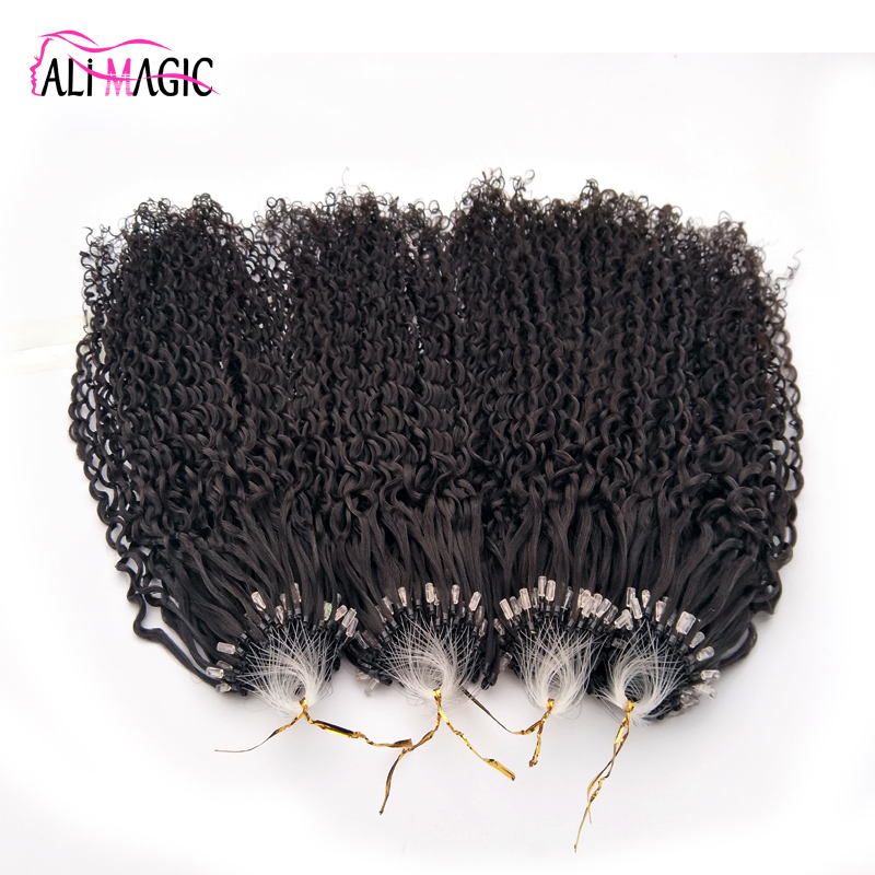 Remy Loop Micro Ring Beads Tipped Curly Human Hair Extensions 100Strands 100g Human Micro Loop 28 Factory Outlet 9A Human Hair Bundles