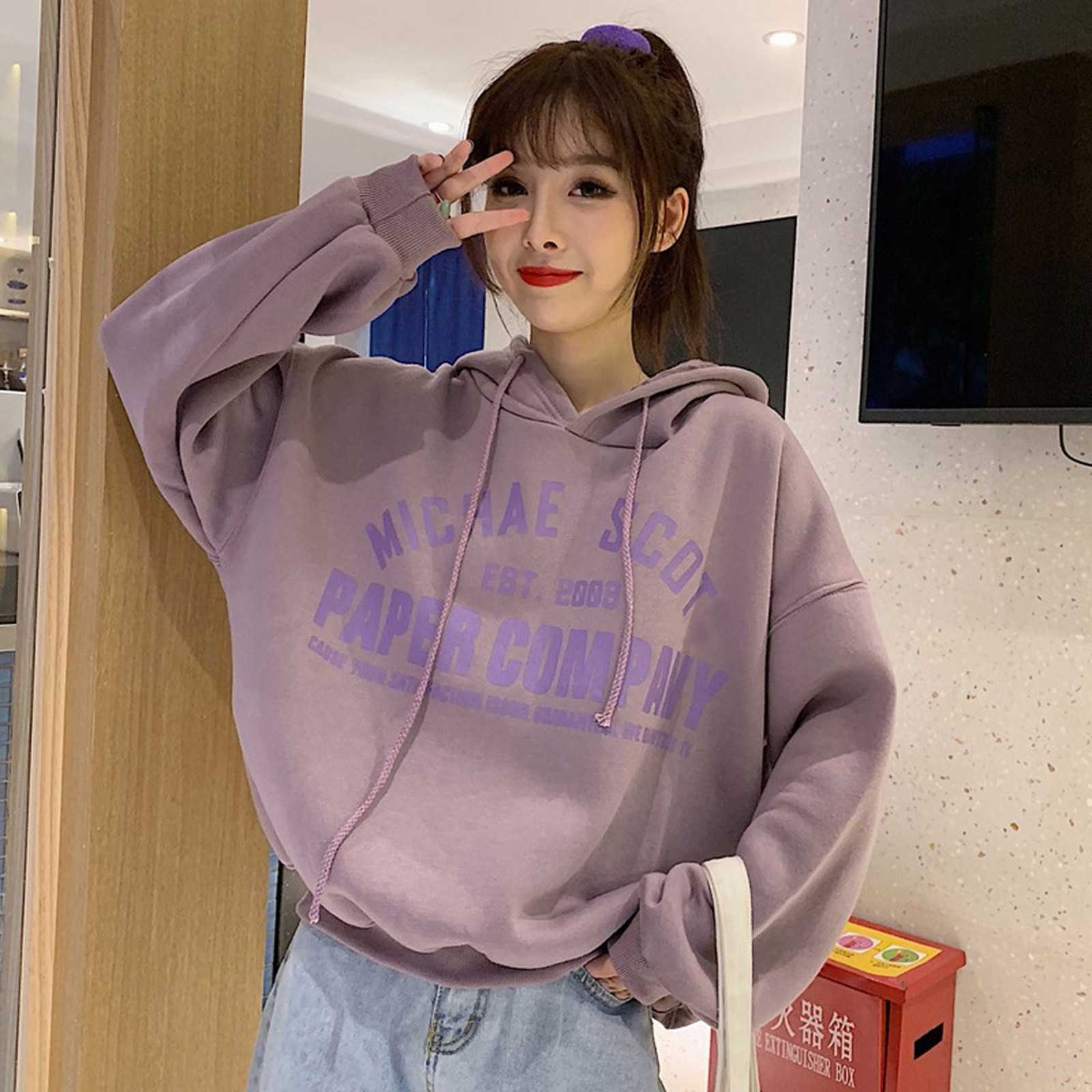 Hooded Women Casual Hoodie Korean Letter Printed Harajuku Crewneck Sweatshirt Women Autumn Letter Print Hoodies Teen Clothes 210816