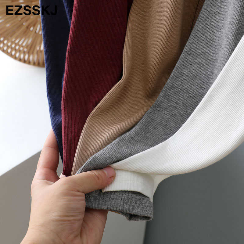 autumn winter bottom cotton long sleeve o-neck T Shirt Women long Sleeve casual basic T shirt solid Color Tee top Female top 210819