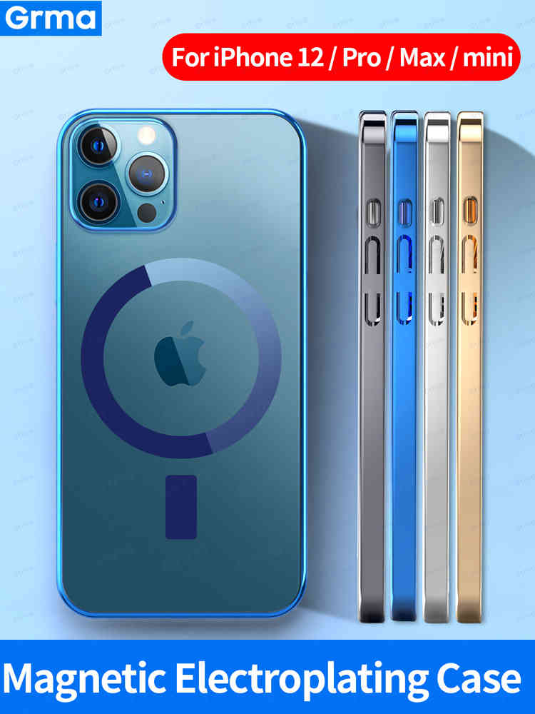 Grma Mag Magnetic Safe Transparent Clear Electroplating Frame Phone Case for Apple iPhone 12 Pro Max 12 Mini Hard Back Cover 
Grma Mag Magnetic Safe Transparent Clear Electroplating Frame Phone Case for Apple iPhone 12 Pro Max 12 Mini Hard Back Cover