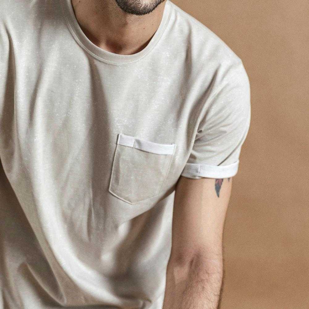 summer Layered chest pocket t-shirt men Melange vintage short sleeve fashion tshirt 100% cotton tops 190431 210623