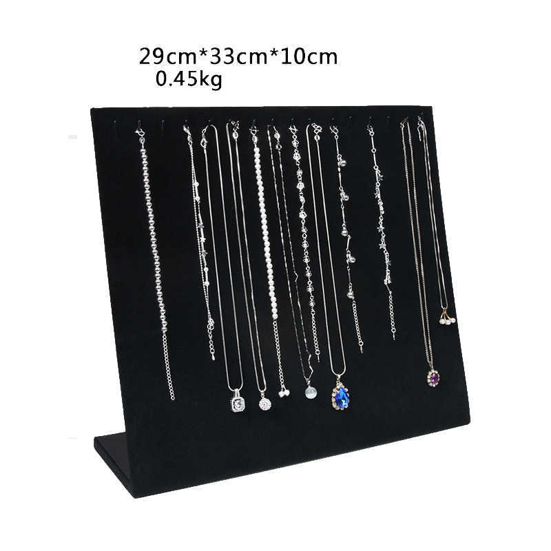 Mordoa More Style Item Gray/Black/Rose Red/Linen Velvet Material Necklace Display Plate L pendant Rack Jewelry Display Stand MX200810