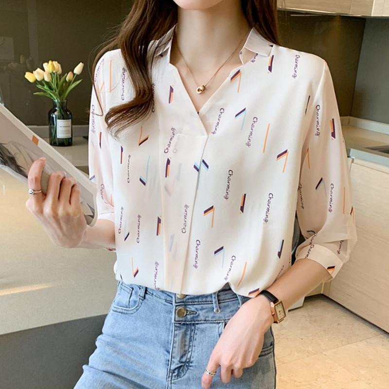 Women' Blouses & Shirts Chiffon Print 2021 Women Summer Short Sleeve Casual Fashion Office Lady Tops Female Clothing Korean #H66, 5078 blue
Women' Blouses & Shirts Chiffon Print 2021 Women Summer Short Sleeve Casual Fashion Office Lady Tops Female Clothing Korean #H66, 5078 blue