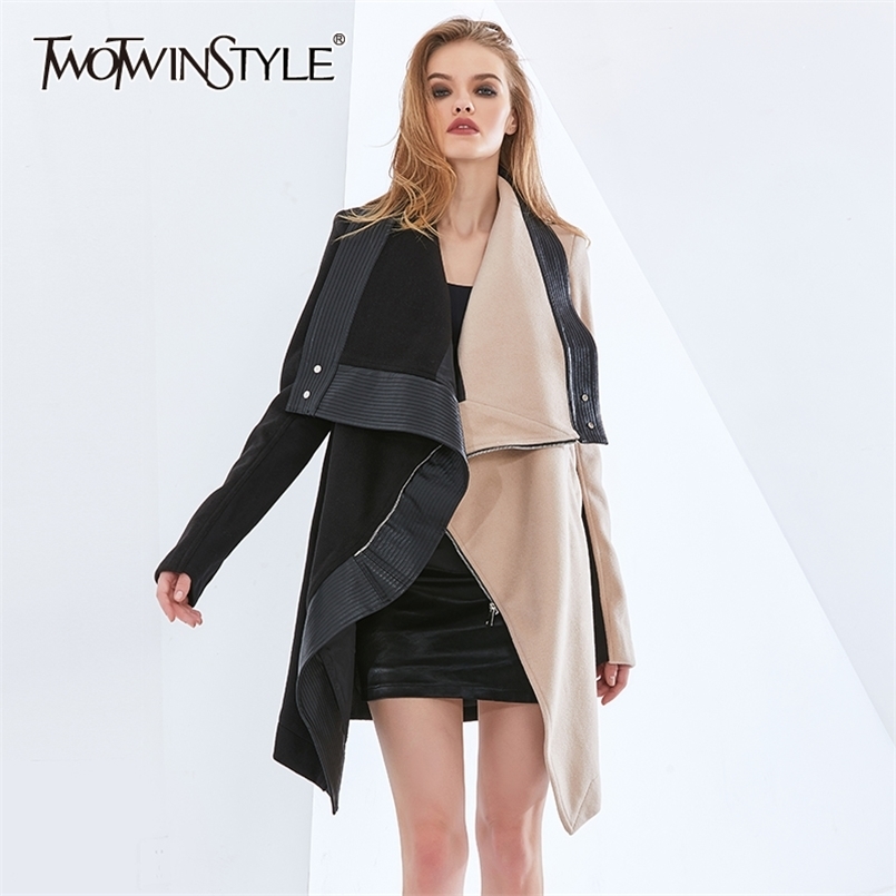 Casual Patchwork PU Leather Jacket For Women Lapel Long Sleeve Irregular Hem Jackets Female Fashion Clothing 210524, Black
Casual Patchwork PU Leather Jacket For Women Lapel Long Sleeve Irregular Hem Jackets Female Fashion Clothing 210524, Black
