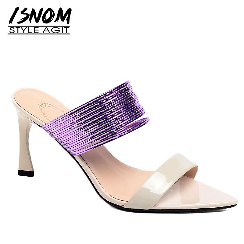 Slippers ISNOM Cow Leather Women Strappy 2021 Slides Shoes Female Summer High Heels Fashion Pointed Toe Party, Black
Slippers ISNOM Cow Leather Women Strappy 2021 Slides Shoes Female Summer High Heels Fashion Pointed Toe Party, Black