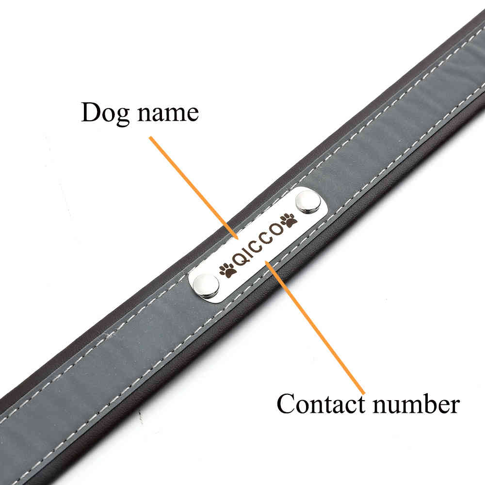 Adjustable Personalized Dog Collars PU Leather Reflective Dogs Cat Collar ID Custom Tag Engraved Pet Accessorie