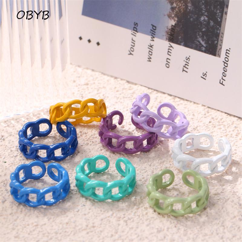 Cluster Rings 2021 Trendy Hand-painted Candy Color Dripping Oil Geometric Chain For Women Multicolor Irregular Open Jewelry, Golden;silver
Cluster Rings 2021 Trendy Hand-painted Candy Color Dripping Oil Geometric Chain For Women Multicolor Irregular Open Jewelry, Golden;silver