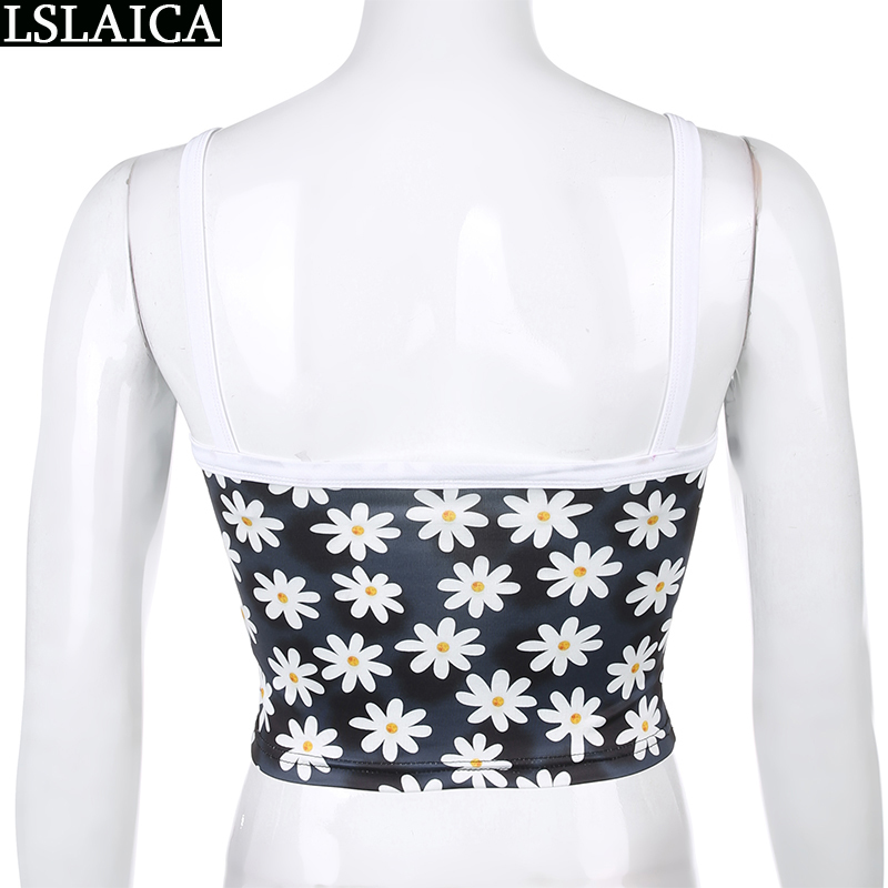 Fashion 2 piece set women short strapless top&short skirt casual elegant two small daisies print sexy s 210520