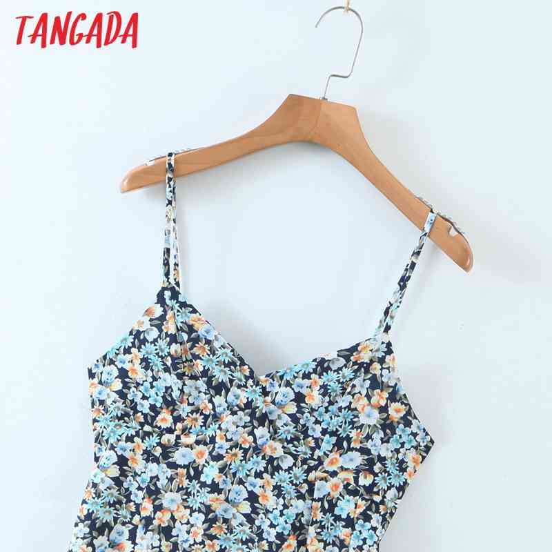 Fashion Women Floral Print Summer Long Sleeve Spaghetti Strap Ladies Dress DZ8 210416