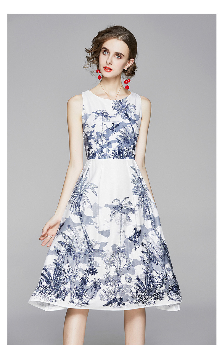 2021 summer style round neck landscape painting dresses high waist white holiday big swing skirt sleeveless dress, As the picture
2021 summer style round neck landscape painting dresses high waist white holiday big swing skirt sleeveless dress, As the picture
