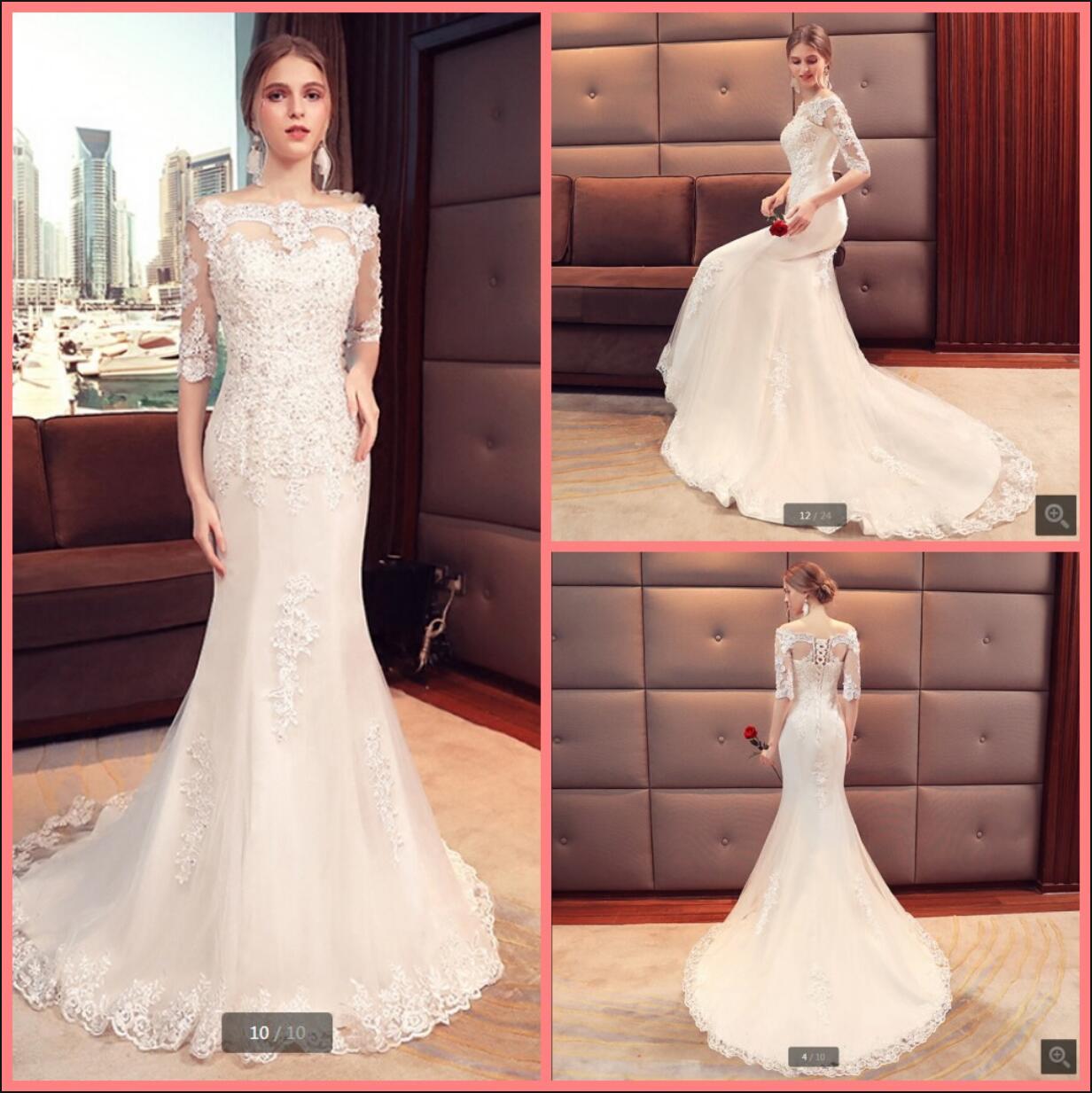 2021 Robe de Mariage white tulle mermaid wedding dress off the shoulder vintage half sleeve elegant bride dresses beaded court train corset romantic bridal gowns, Red
2021 Robe de Mariage white tulle mermaid wedding dress off the shoulder vintage half sleeve elegant bride dresses beaded court train corset romantic bridal gowns, Red