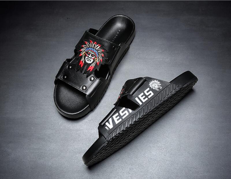 New style leather flip-flops for men, beach shoes for women, Plus size 46, 47, 48 sandals for women T2