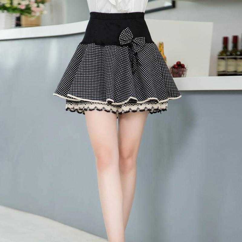 Zuolunouba Summer Skirt Preppy Style Flower Bow Mini Tutu Elasticity Lace s Shorts Woman High Waist Large Size 210621