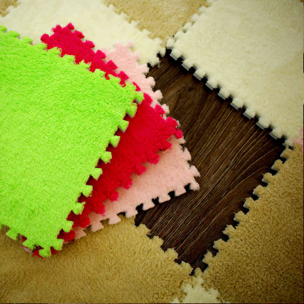 10 Pcs Soft Plush Children's Mat Baby Play Mat Baby Toys Eva Foam Puzzle Carpet In Children's Room Keep Warm Playmat 30x30x1CM 210402