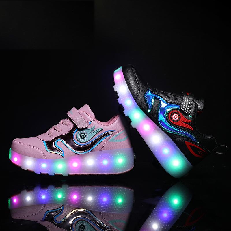 Glowing Sneakers USB Charging Led Shoes Luminous Rollers For Boys Girls Children's Light Up With Two Wheels Athletic & Outdoor, Black
Glowing Sneakers USB Charging Led Shoes Luminous Rollers For Boys Girls Children's Light Up With Two Wheels Athletic & Outdoor, Black