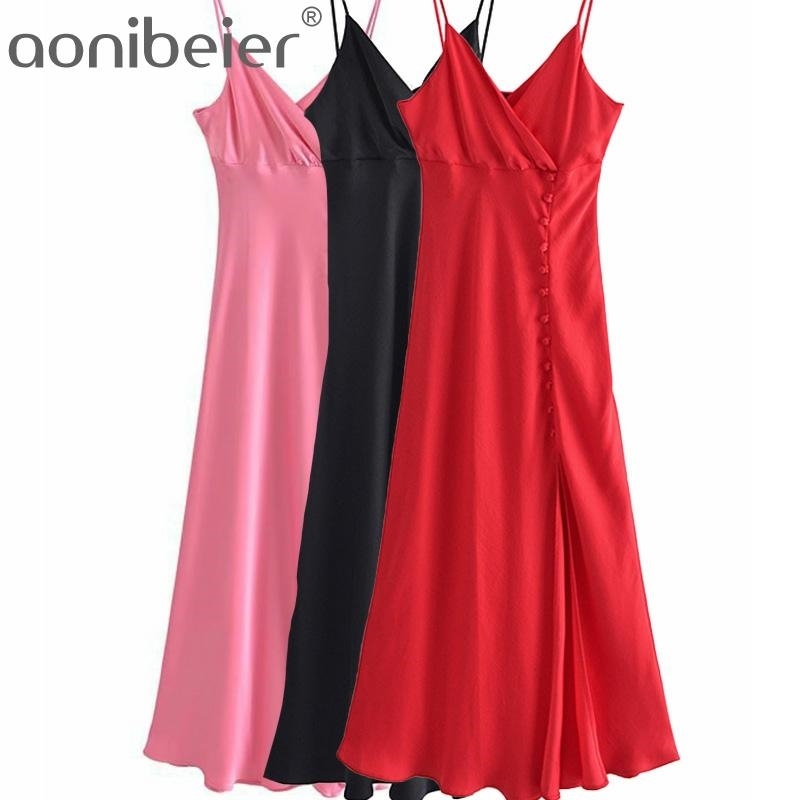 Spaghetti Strap Maxi Satin Dress Summer Sleeveless Wrap Front Button Detail High Split Ankle Length Women Party 210604, Red
Spaghetti Strap Maxi Satin Dress Summer Sleeveless Wrap Front Button Detail High Split Ankle Length Women Party 210604, Red