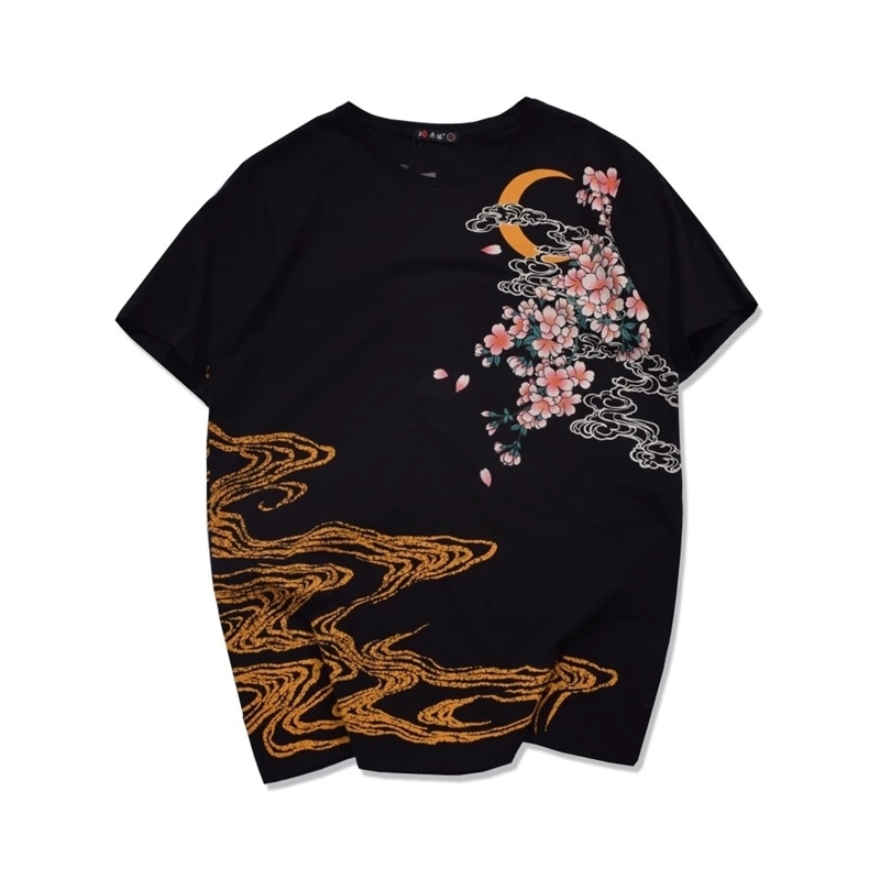 IEFB Embroidery T-shirt Chinese Style Round Collar Short Sleeve Tee Tops For Men Fashion Ukiyoe Pattern Clothes 9Y5856 210524