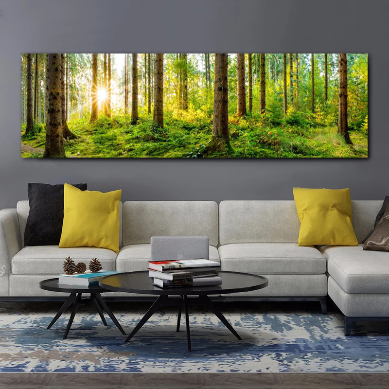 Green Tree Posters Forest Sunshine Canvas Prints Modern Wall Art for Living Room Home Decor HD Pictures Landscape Bed Painting
