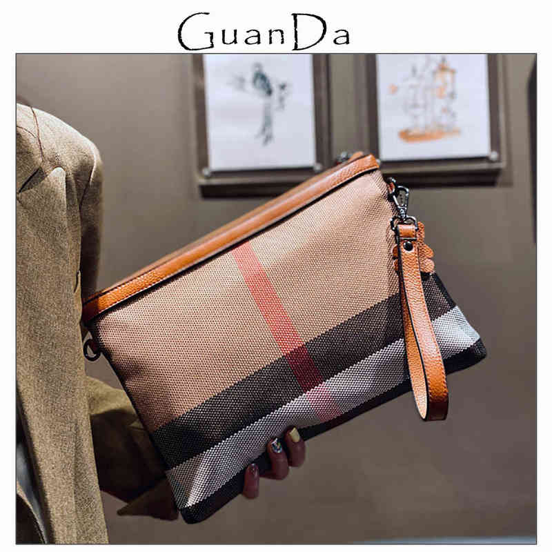 High Capacity Women Clutch Bag Classic Luxury Plaid Canvas Leather Female Crossbody Wristlet Pouch Handbag A4 File Shoulder Bag Y220304, Black trim
High Capacity Women Clutch Bag Classic Luxury Plaid Canvas Leather Female Crossbody Wristlet Pouch Handbag A4 File Shoulder Bag Y220304, Black trim