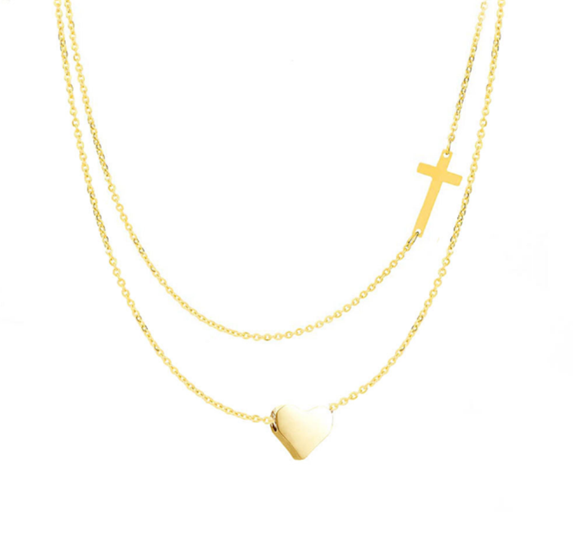 Pendant Necklaces 316L Stainless Steel Fashion Simple Love Heart Cross Double Necklace Ladies Titanium Wedding No Fade
Pendant Necklaces 316L Stainless Steel Fashion Simple Love Heart Cross Double Necklace Ladies Titanium Wedding No Fade