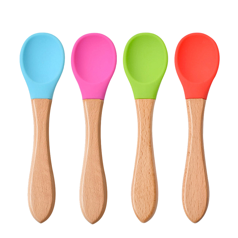 Baby Feeding Silicone Spoon Wooden Handle Babys Food Anti-Scald And Fall Resistance Training Spoons
Baby Feeding Silicone Spoon Wooden Handle Babys Food Anti-Scald And Fall Resistance Training Spoons