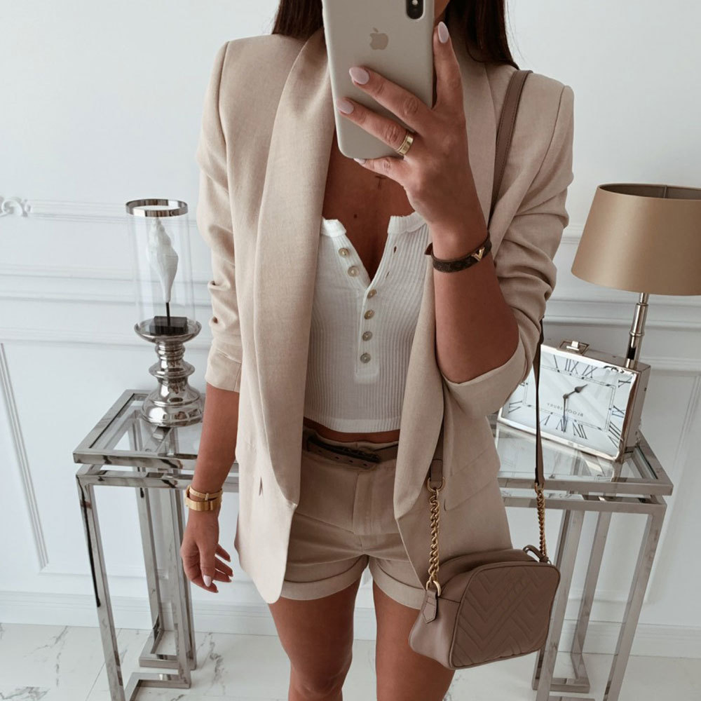 Women White Blazers and Jackets Female Long Sleeve Thin Blouse Casual Basic Jacket Autumn Coats 210428