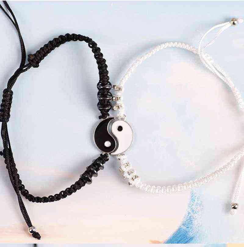 1 Set Tai Chi Couple Necklaces For Women Men Best Friends Yin Yang Paired Pendants Charms Braided Chain Couple Bracelet Necklace G1206