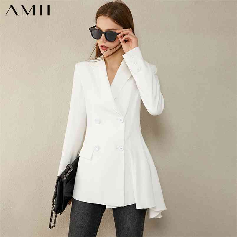 Minimalism Autumn Fashion Women's Jacket OLstyle Solid Lapel Double breasted Slim Fit Blazer Women Female Coat 12070336 210527