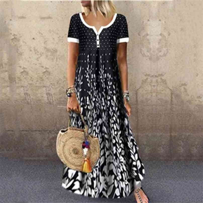 Summer Women Short Sleeve Floral Print Vintage Long Dress Button V Neck Casual Female Loose Boho Beach Maxi Plus Size 210603, Black
Summer Women Short Sleeve Floral Print Vintage Long Dress Button V Neck Casual Female Loose Boho Beach Maxi Plus Size 210603, Black