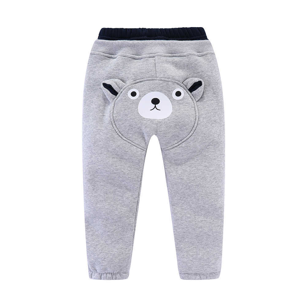 Mudkingdom Little Boy Girls Fleece Jogger Pants Cotton Casual Drawstring Waist Bear Pattern Kids Children Trousers 210615