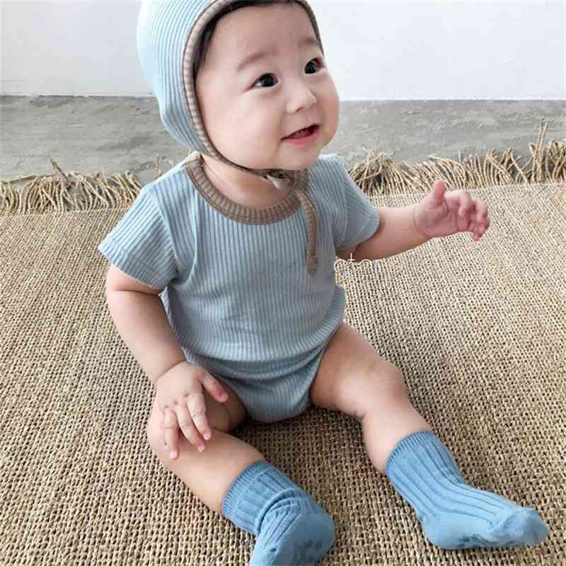 Baby Bodysuit Soft Short Sleeve Triangle Creeper + Hat born Girl Clothes 210515