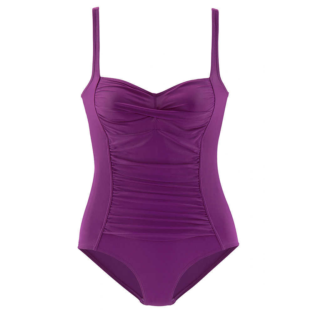 Women Swimsuit Plus Size Swimwear Classic Slimming Solid Sexy Push Up Summer Bathing Suit Beachwear S~3XL 210611
