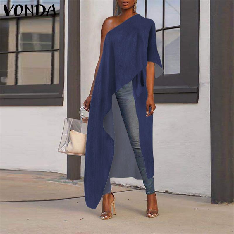 Women' Blouses & Shirts VONDA Asymmetric Denim Women 2021 Sexy One Off The Shoulder And Tops Plus Size Office Streetwear Loose Blusas, Blue
Women' Blouses & Shirts VONDA Asymmetric Denim Women 2021 Sexy One Off The Shoulder And Tops Plus Size Office Streetwear Loose Blusas, Blue