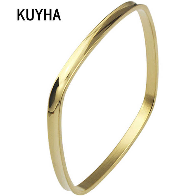Cuff Bangles Square Pattern Bracelets for Women Gold Color Stainless Steel Bracelet Pulseiras Femininas Birthday Present Jewelry Q0717
Cuff Bangles Square Pattern Bracelets for Women Gold Color Stainless Steel Bracelet Pulseiras Femininas Birthday Present Jewelry Q0717