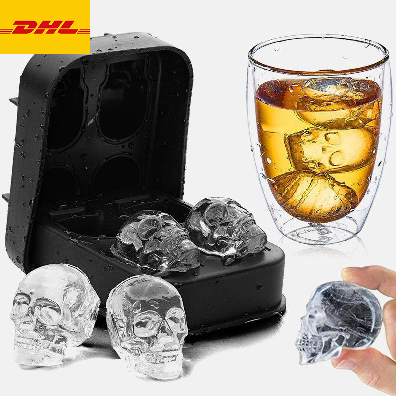 3D Skull Silicone Mold Tool Ice Cube Maker Chocolate Mould IceCream DIY Tools Whiskey Wine tail DHL Free Freight Free shipping