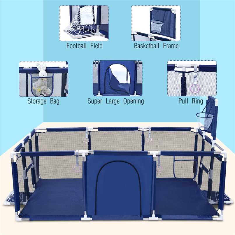 

Baby Playpen For Children Ball Pool Park Foldable Safety Barrier For 0-6 Years Baby Playground Activity Play Pen Supplies 211028, Blue square