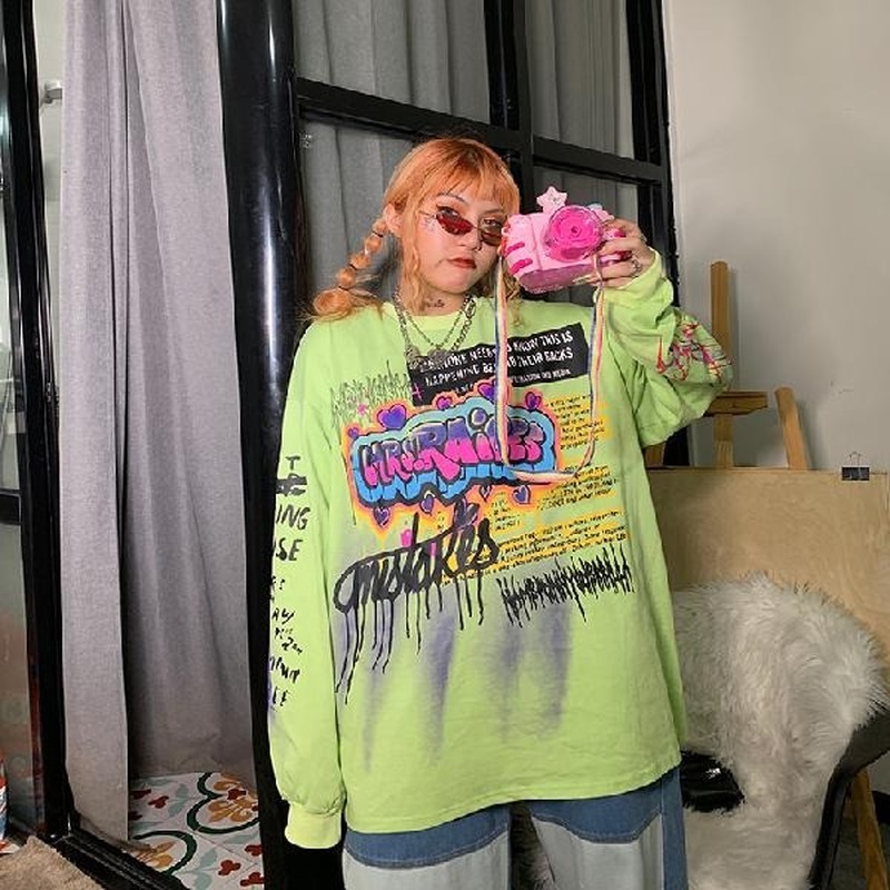 Fashion Korean Streetwear Women Men Punk Tops Tees Letter Printed Long Sleeve T Shirts Harajuku Hip Hop Clothing 210519